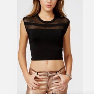 Guess Sheer Panel Crop Top